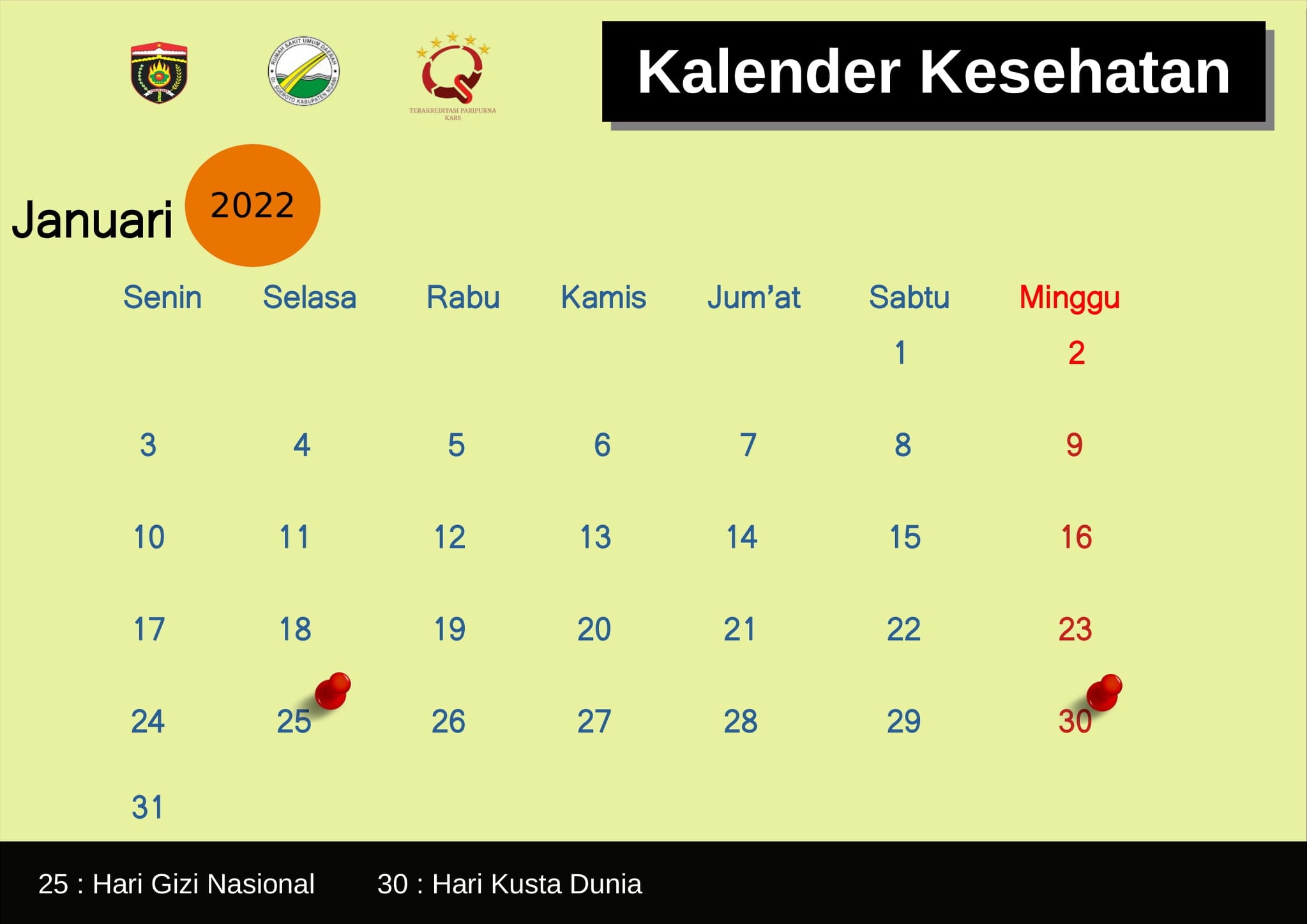 Kalender Kesehatan Bulan Januari 2022