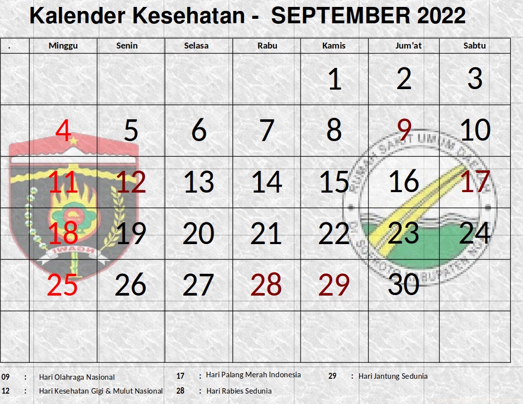 Kalender Kesehatan Bulan Agustus 2022