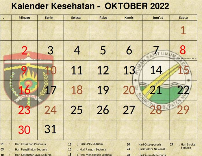 Kalender Kesehatan Bulan Oktober 2022