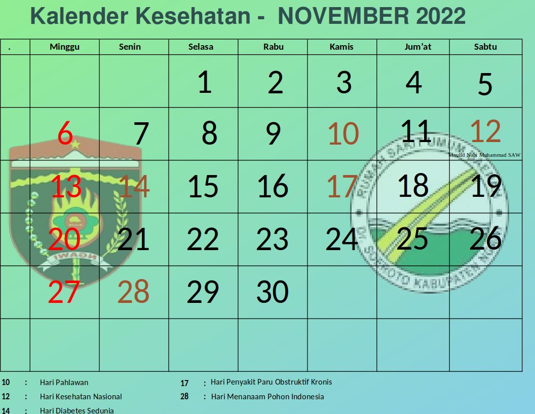 Kalender Kesehatan Bulan November 2022