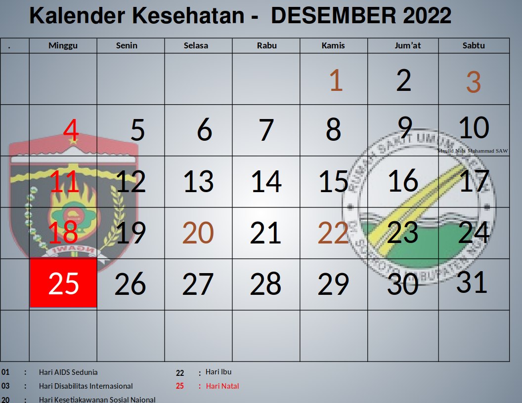 Kalender Kesehatan Bulan Desember 2022