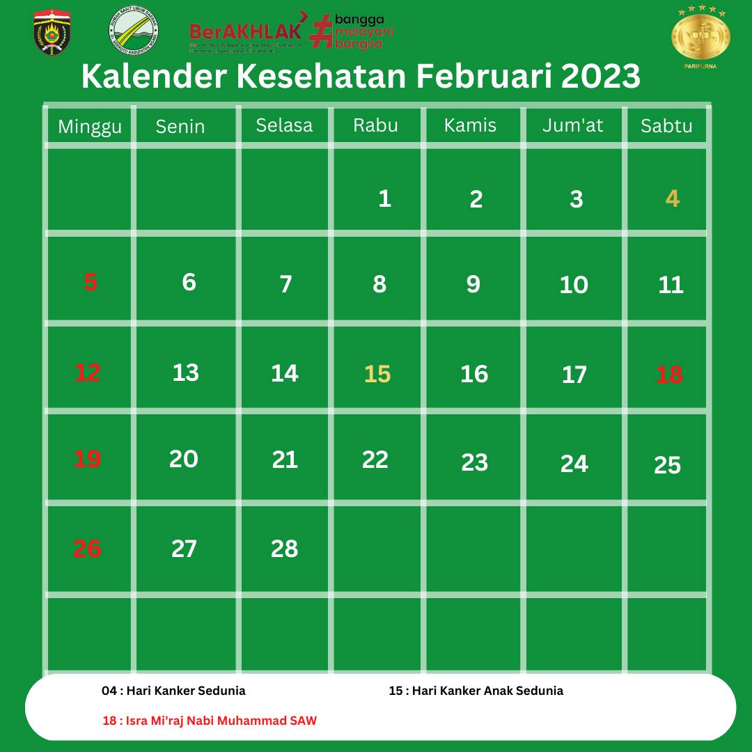 Kalender kesehatan bulan januari 2023