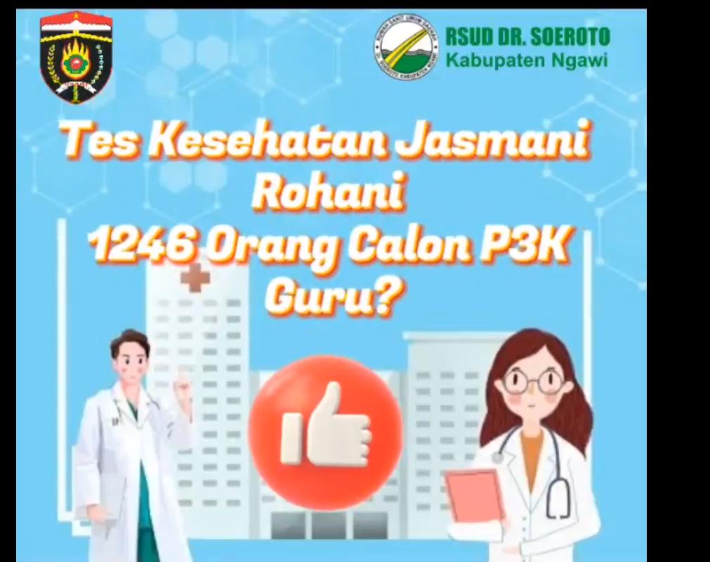 Pelayanan Tes Kesehatan Jasmani Rohani, Bebas Narkotika, Serta Surat Keterangan Sehat Untuk PPPK Guru Kabupaten Ngawi Tahun 2023