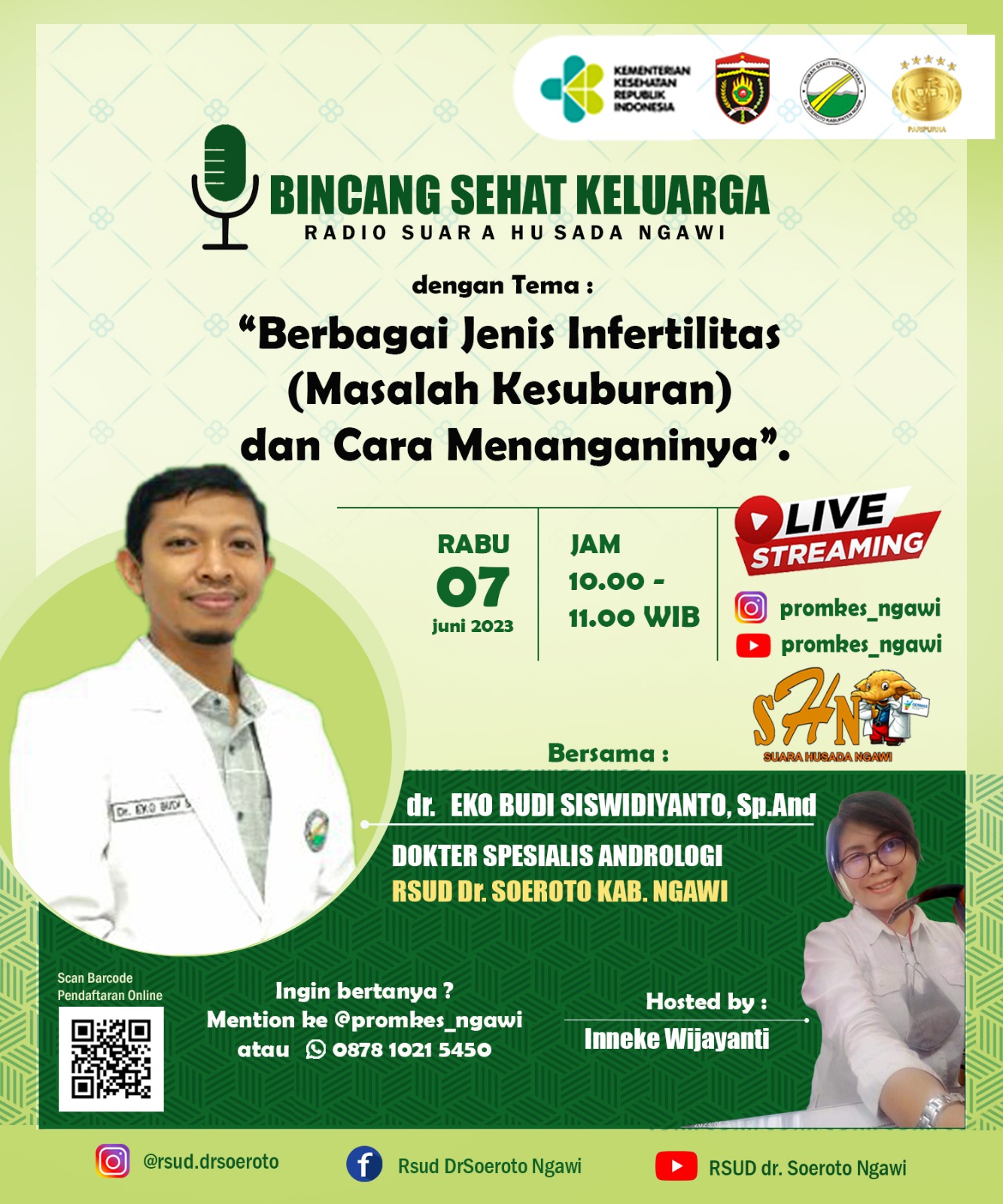 Acara Radio Bincang Sehat Keluarga Di Radio Suara Husada Ngawi Dengan Narasumber Dr. Spesialis Andrologi RSUD Dr. Soeroto Ngawi