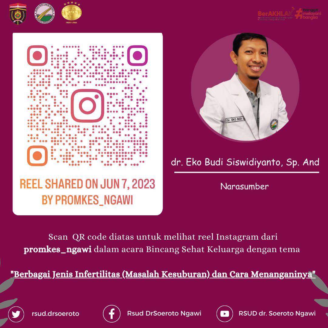 Reel Instagram Promkes_Ngawi Dinkes Kabupaten Ngawi Tentang Acara Bincang Sehat Keluarga Radio Suara Husada Ngawi Dengan dr. Eko Budi S. Sp. And