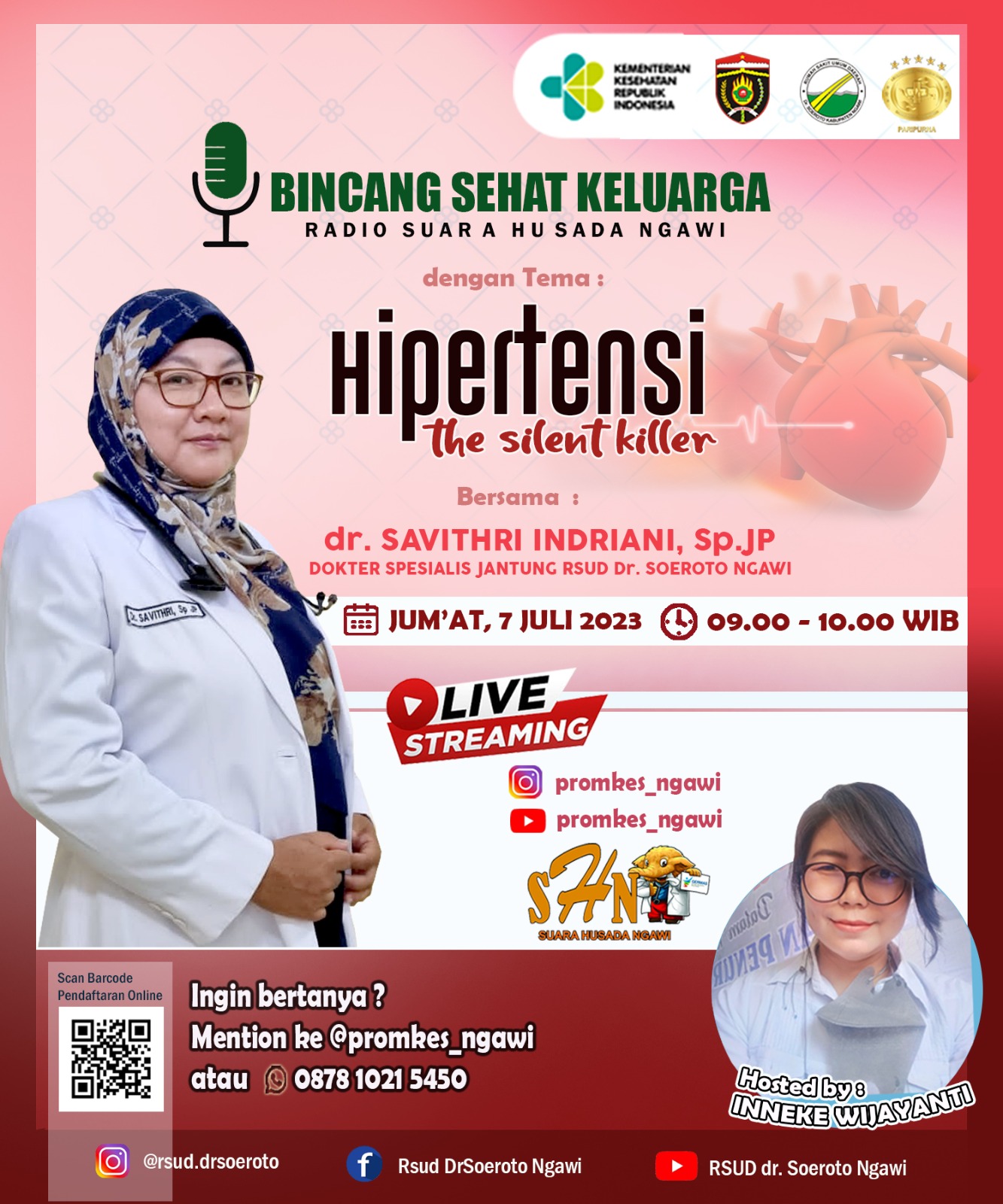 Radio Suara Husada Live Bincang Sehat Keluarga Dengan Narasumber dr. Savithri Indriani, Sp. JP