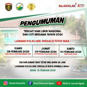 Pengumuman Terkait Hari Libur Nasional Dan Cuti Bersama Tahun Baru Imlek Tahun 2024